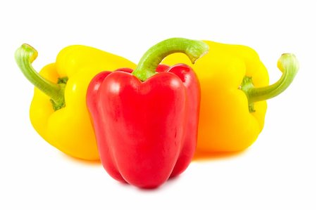 simsearch:400-07295971,k - Red and yellow sweet peppers isolated on white background Stock Photo - Budget Royalty-Free & Subscription, Code: 400-06100615