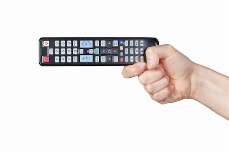 simsearch:400-05223721,k - TV remotes in their hands.On a white background. Foto de stock - Royalty-Free Super Valor e Assinatura, Número: 400-06100707