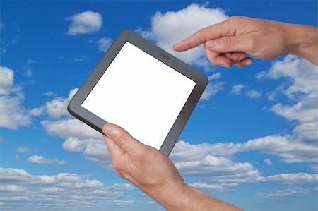 sergioua (artist) - Tablet in hand against the sky. Photographie de stock - Aubaine LD & Abonnement, Code: 400-06100709