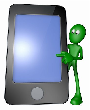 simsearch:400-08404609,k - green guy behind smartphone - 3d illustration Foto de stock - Royalty-Free Super Valor e Assinatura, Número: 400-06100788