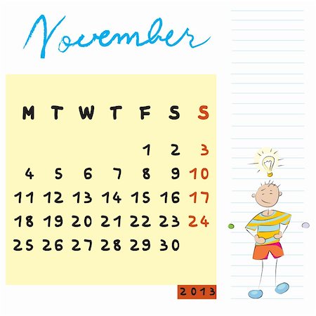 november 2013, calendar design with the thinker student profile for international schools Stock Photo - Budget Royalty-Free & Subscription, Code: 400-06100865