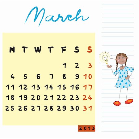 march 2013, calendar design with the reflective student profile for international schools Stock Photo - Budget Royalty-Free & Subscription, Code: 400-06100863