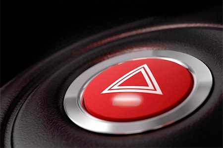 pushing car not children - pushed red warning button with triangle pictogram, close up view and flasher light. Stock Photo - Budget Royalty-Free & Subscription, Code: 400-06100926