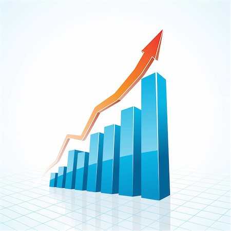 3d business growth bar graph illustration Stock Photo - Budget Royalty-Free & Subscription, Code: 400-06100971