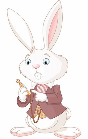 stress cartoon - White Rabbit looking at pocket watch Stock Photo - Budget Royalty-Free & Subscription, Code: 400-06101231