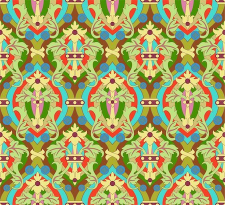 simsearch:400-06412891,k - Beautiful colorful floral vintage wallpaper. Seamless pattern. Photographie de stock - Aubaine LD & Abonnement, Code: 400-06101348