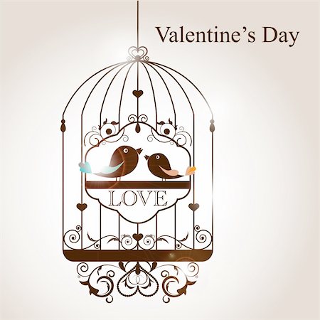 St. Valentine's day greeting card with birds Stock Photo - Budget Royalty-Free & Subscription, Code: 400-06101506
