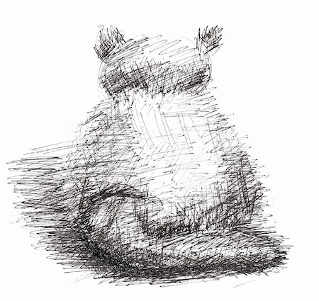 Cat in sketch-style Photographie de stock - Aubaine LD & Abonnement, Code: 400-06101576