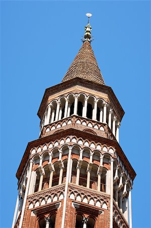 simsearch:400-05733973,k - Detail of the gothic octagonal bell tower of Saint Gotthard of Hildesheim Church (San Gottardo) in Milan Stock Photo - Budget Royalty-Free & Subscription, Code: 400-06101758