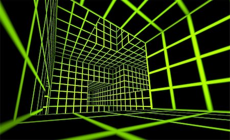 futuristic green on black 3d render tiled labyrinth Stockbilder - Microstock & Abonnement, Bildnummer: 400-06101838