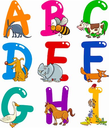 simsearch:400-08793078,k - Cartoon Colorful Alphabet Set with Funny Animals Stockbilder - Microstock & Abonnement, Bildnummer: 400-06101856