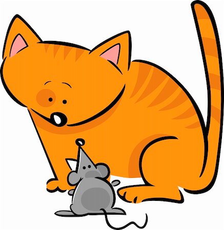 simsearch:400-06101888,k - cartoon doodle illustration of kitten and mouse Foto de stock - Super Valor sin royalties y Suscripción, Código: 400-06101886