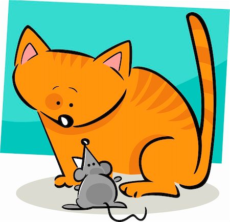 simsearch:400-06101878,k - cartoon doodle illustration of kitten and mouse Foto de stock - Super Valor sin royalties y Suscripción, Código: 400-06101887