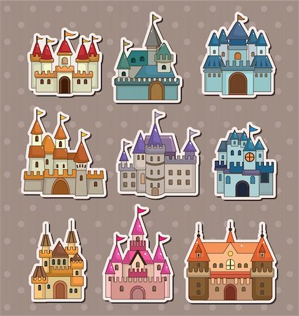 fairy tale characters how to draw - cartoon Fairy tale castle stickers Stock Photo - Budget Royalty-Free & Subscription, Code: 400-06101897