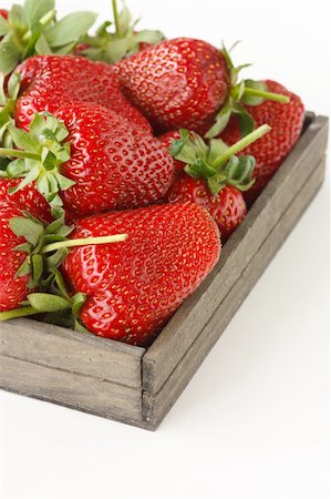 simsearch:400-04277002,k - Fresh red strawberries in a wooden box on a white. Stock Photo - Budget Royalty-Free & Subscription, Code: 400-06101923