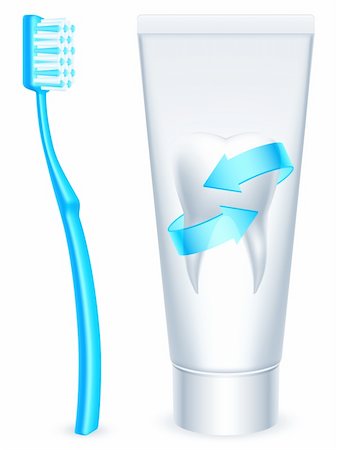 Tube of toothpaste and blue toothbrush. Stock Photo - Budget Royalty-Free & Subscription, Code: 400-06101932