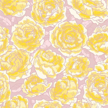 spring background tiles - Seamless floral pattern with hand-drawn yellow roses. Stock Photo - Budget Royalty-Free & Subscription, Code: 400-06101933