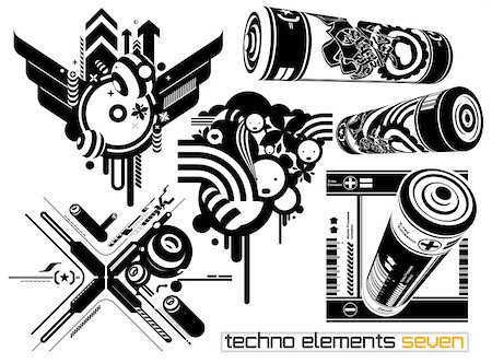 elements of design shape illusions - Set of techno compositions for print multimedia and web Stock Photo - Budget Royalty-Free & Subscription, Code: 400-06102098