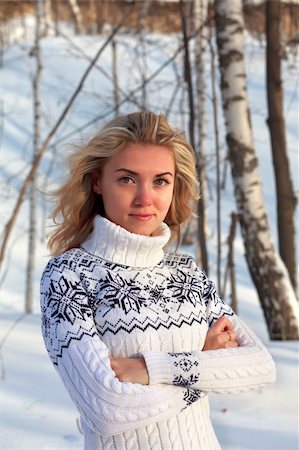 people with forest background - Beautiful young woman in winter clothes outdoor in forest Stock Photo - Budget Royalty-Free & Subscription, Code: 400-06102415