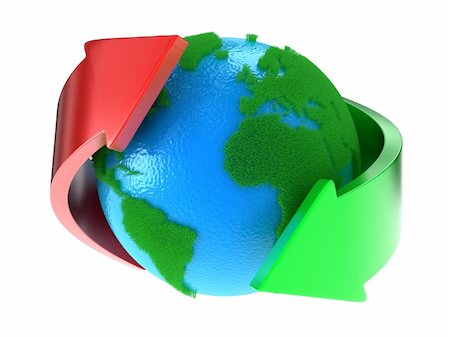 eco travel - Planet Earth with green continents with arrows around Foto de stock - Super Valor sin royalties y Suscripción, Código: 400-06102505