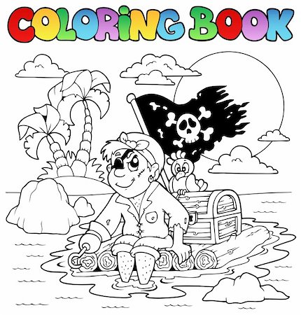 simsearch:400-06091829,k - Coloring book with pirate topic 2 - vector illustration. Fotografie stock - Microstock e Abbonamento, Codice: 400-06102533