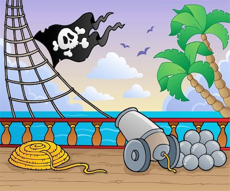 Pirate ship deck theme 1 - vector illustration. Stock Photo - Budget Royalty-Free & Subscription, Code: 400-06102554