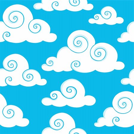 Seamless background with clouds 6 - vector illustration. Stock Photo - Budget Royalty-Free & Subscription, Code: 400-06102569