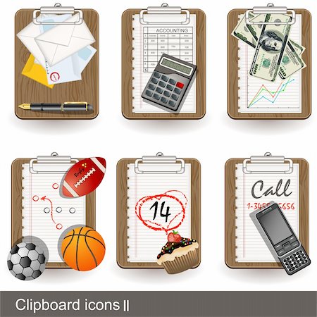 document list icons - Collection of vector clipboard icon illustrations - part 2 Stock Photo - Budget Royalty-Free & Subscription, Code: 400-06102637