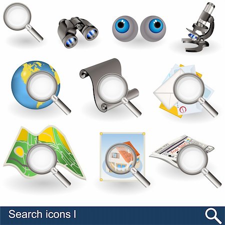 simsearch:400-04379190,k - Vector collection of search icons Stock Photo - Budget Royalty-Free & Subscription, Code: 400-06102654