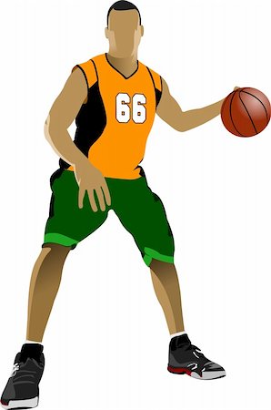 simsearch:400-06102709,k - Basketball players. Colored Vector illustration for designers Stockbilder - Microstock & Abonnement, Bildnummer: 400-06102707