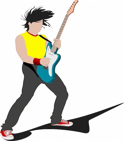 rocker guitarist - Guitar player isolated on the white background. Vector illustration Stock Photo - Budget Royalty-Free & Subscription, Code: 400-06102715