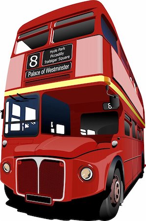 decker - London double Decker  red bus. Vector illustration Stock Photo - Budget Royalty-Free & Subscription, Code: 400-06102717