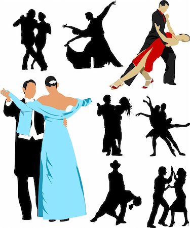 Silhouette dancing people for design. Vector illustration Stock Photo - Budget Royalty-Free & Subscription, Code: 400-06102710
