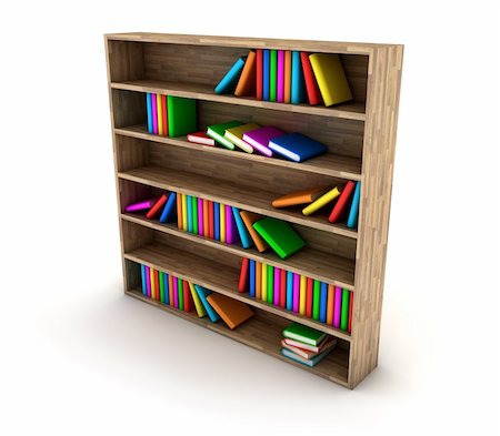 Illustration of a bookcase with a books different colour Stock Photo - Budget Royalty-Free & Subscription, Code: 400-06102791