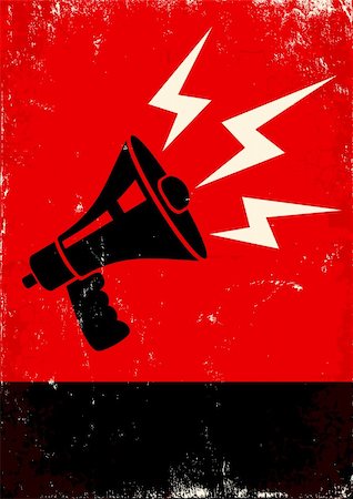 public talk - Red and black poster with megaphone and lightning Stock Photo - Budget Royalty-Free & Subscription, Code: 400-06102854