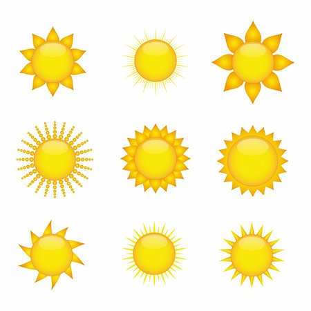 simsearch:400-06069285,k - Collection of sun icons isolated on white background Stock Photo - Budget Royalty-Free & Subscription, Code: 400-06102903