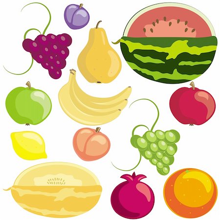 Set of ripe fruits on white background Foto de stock - Super Valor sin royalties y Suscripción, Código: 400-06102915