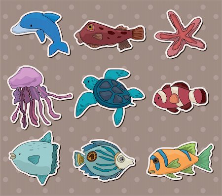 flounder - fish stickers Photographie de stock - Aubaine LD & Abonnement, Code: 400-06103119