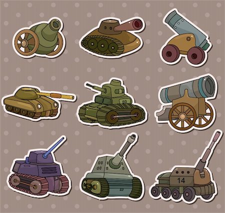 simsearch:400-04355177,k - cartoon Tank/Cannon Weapon stickers Stock Photo - Budget Royalty-Free & Subscription, Code: 400-06103113