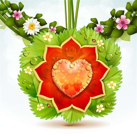 Heart with flowers Stock Photo - Budget Royalty-Free & Subscription, Code: 400-06103262