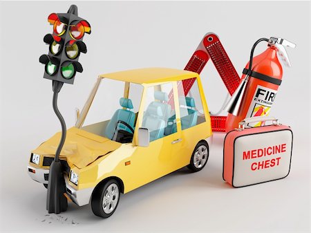 saracin (artist) - Car emergency kit that can be very useful in the crash occurred Foto de stock - Super Valor sin royalties y Suscripción, Código: 400-06103315