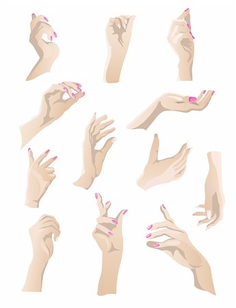 Set of 12 beautiful woman hands gestures. Photographie de stock - Aubaine LD & Abonnement, Code: 400-06103322