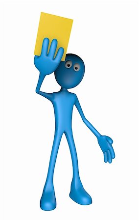 simsearch:400-05358699,k - blue guy shows yellow card - 3d illustration Photographie de stock - Aubaine LD & Abonnement, Code: 400-06103416