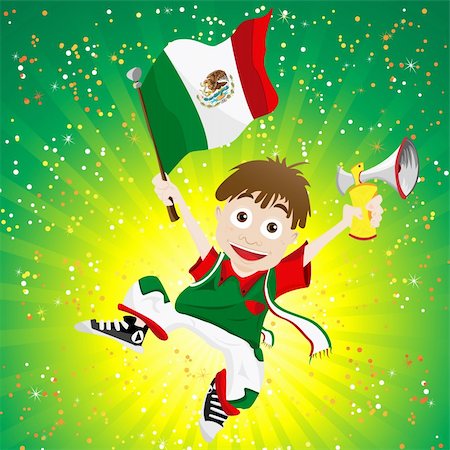 simsearch:400-04186127,k - Vector - Mexico Sport Fan with Flag and Horn Stockbilder - Microstock & Abonnement, Bildnummer: 400-06103534
