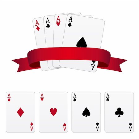 simsearch:400-04314649,k - Four aces with red banner Foto de stock - Royalty-Free Super Valor e Assinatura, Número: 400-06103559