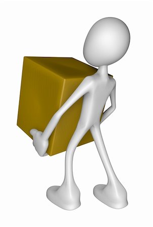 simsearch:400-07975467,k - white guy carries a box - 3d illustration Stock Photo - Budget Royalty-Free & Subscription, Code: 400-06103697
