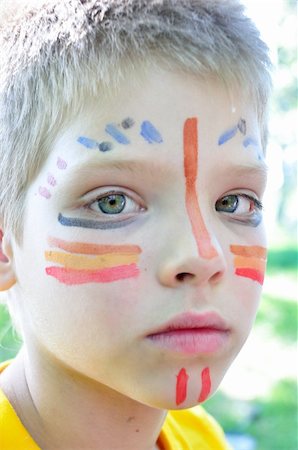boy child with football fan paintings on face Photographie de stock - Aubaine LD & Abonnement, Code: 400-06103699