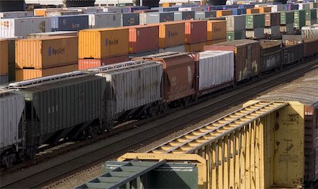 railroad freight yards - Railroad cars and containers waiting to be hooked up Stock Photo - Budget Royalty-Free & Subscription, Code: 400-06126444