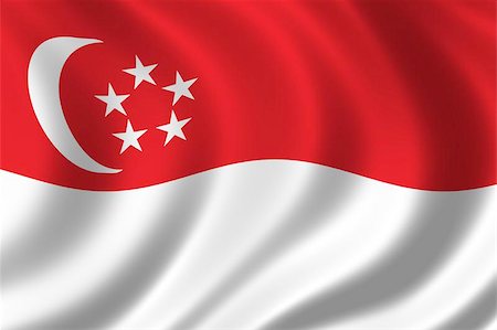 Flag of Singapore waving in the wind Stock Photo - Budget Royalty-Free & Subscription, Code: 400-06127021