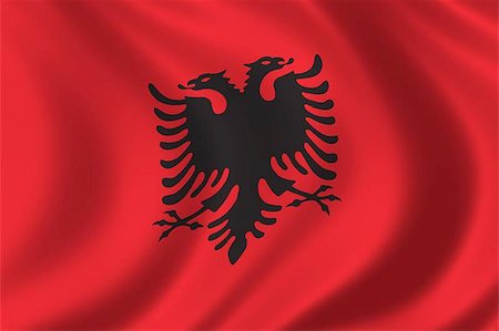 Flag of Albania waving in the wind Fotografie stock - Microstock e Abbonamento, Codice: 400-06127047